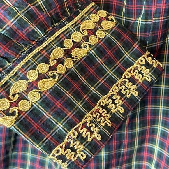 J Crew Embroidered Peasant Top Plaid - Size S - Picture 6 of 10
